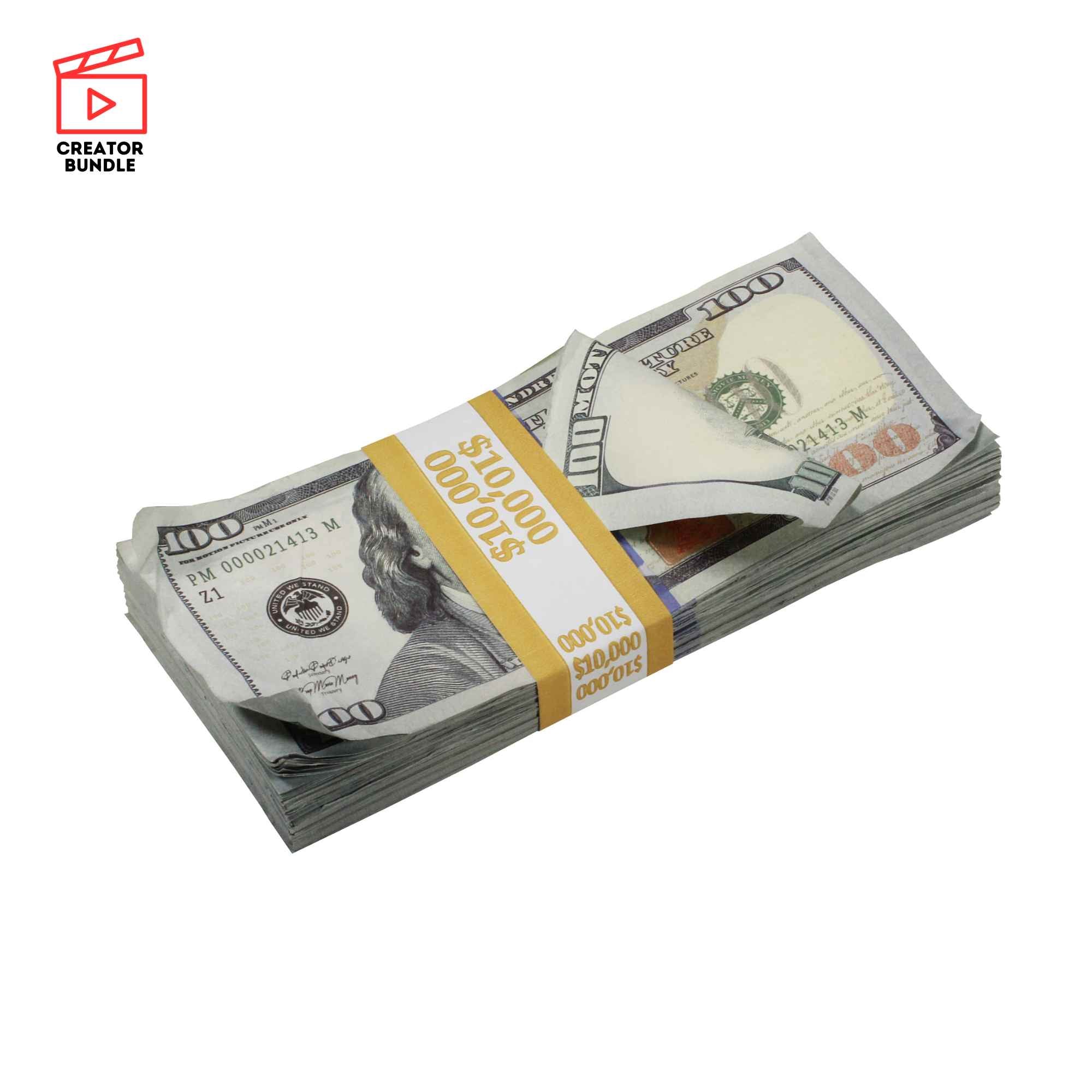 Essential Filmmaker's Prop Pack: New Series Aged $20 & $100 Full Print Stacks - Prop Movie Money