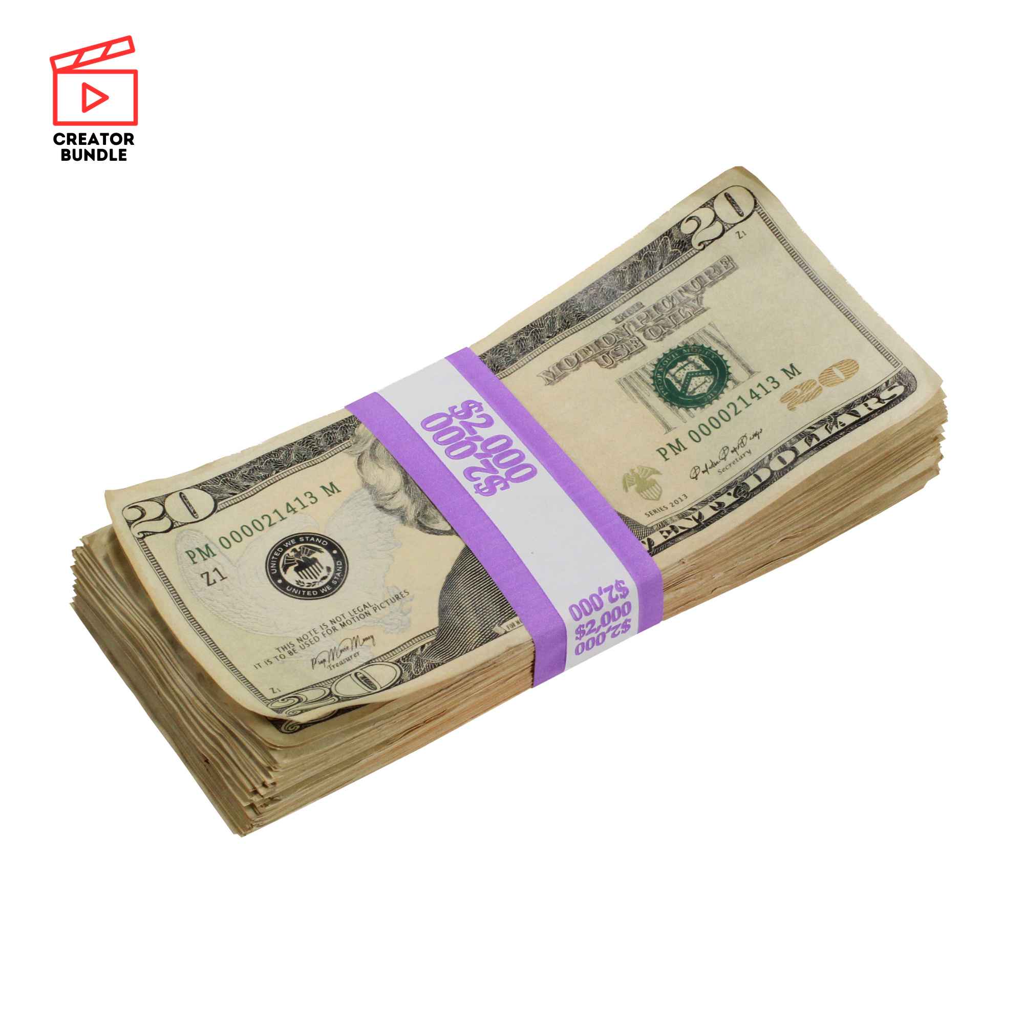 Essential Filmmaker's Prop Pack: New Series Aged $20 & $100 Full Print Stacks - Prop Movie Money