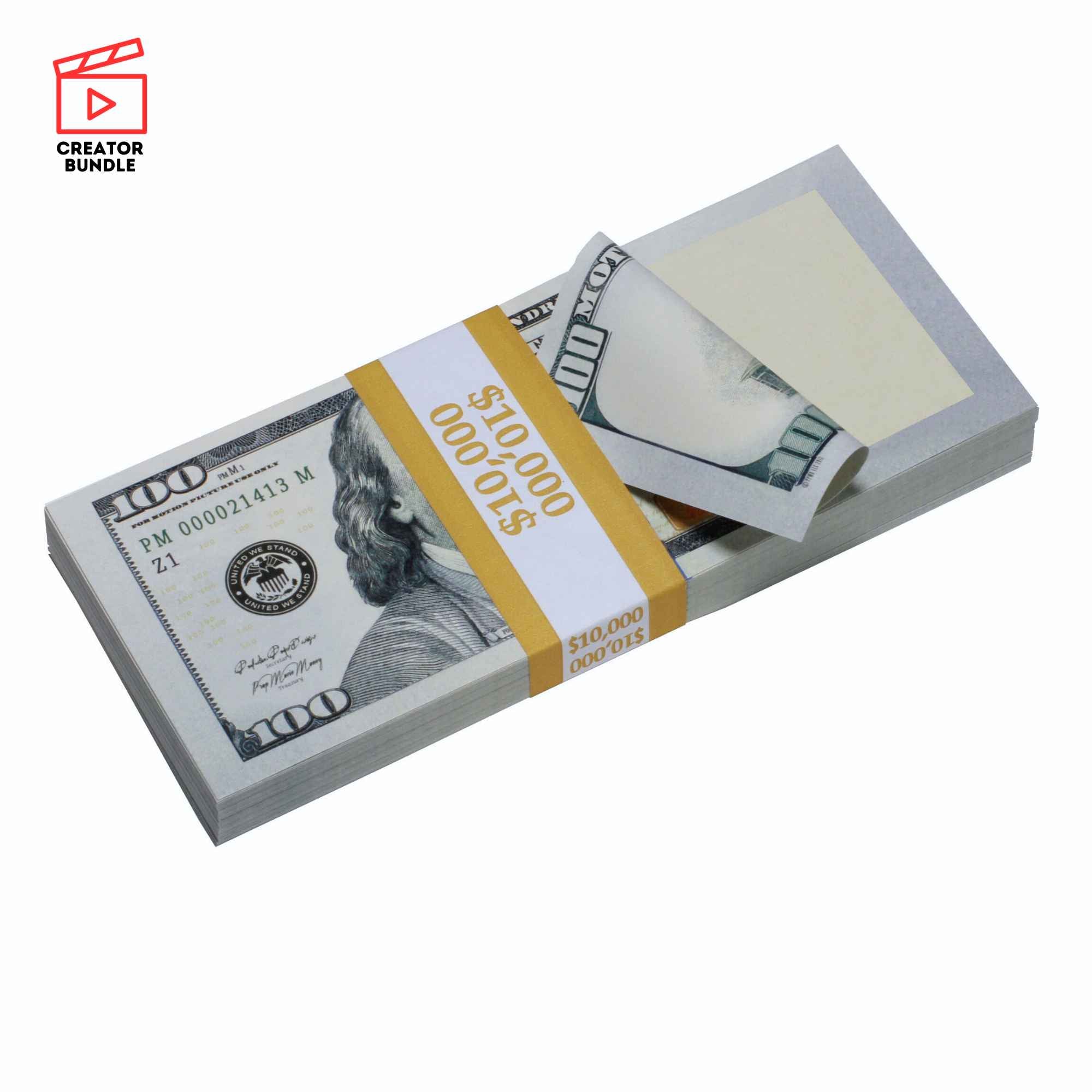 Ultimate New Style Prop Money Double Pack: $100K Clean & $100K Aged Blank Fillers - Prop Movie Money