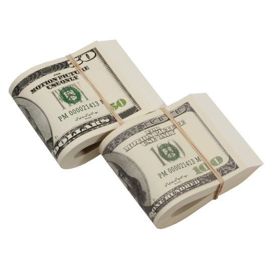 2000 Series Mix $15,000 Full Print Fold Prop Money Bundle - Prop Movie Money