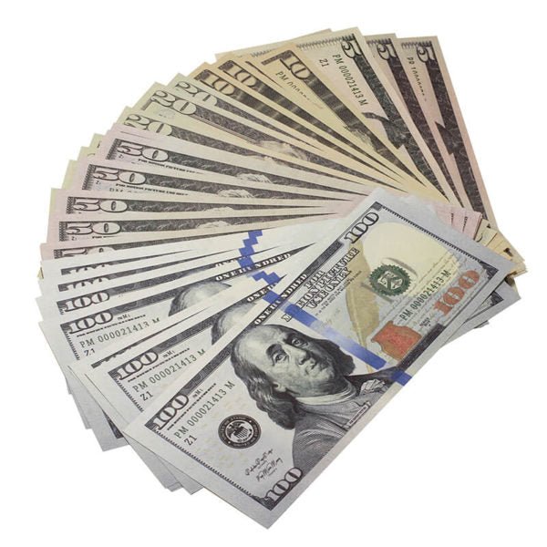 $1850 New Style Mixed (50) Bill Pack - Prop Movie Money