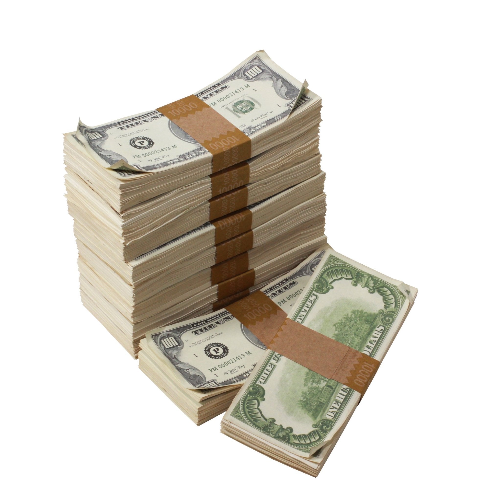 1980 Series $100,000 Aged Blank Filler Package - Prop Movie Money