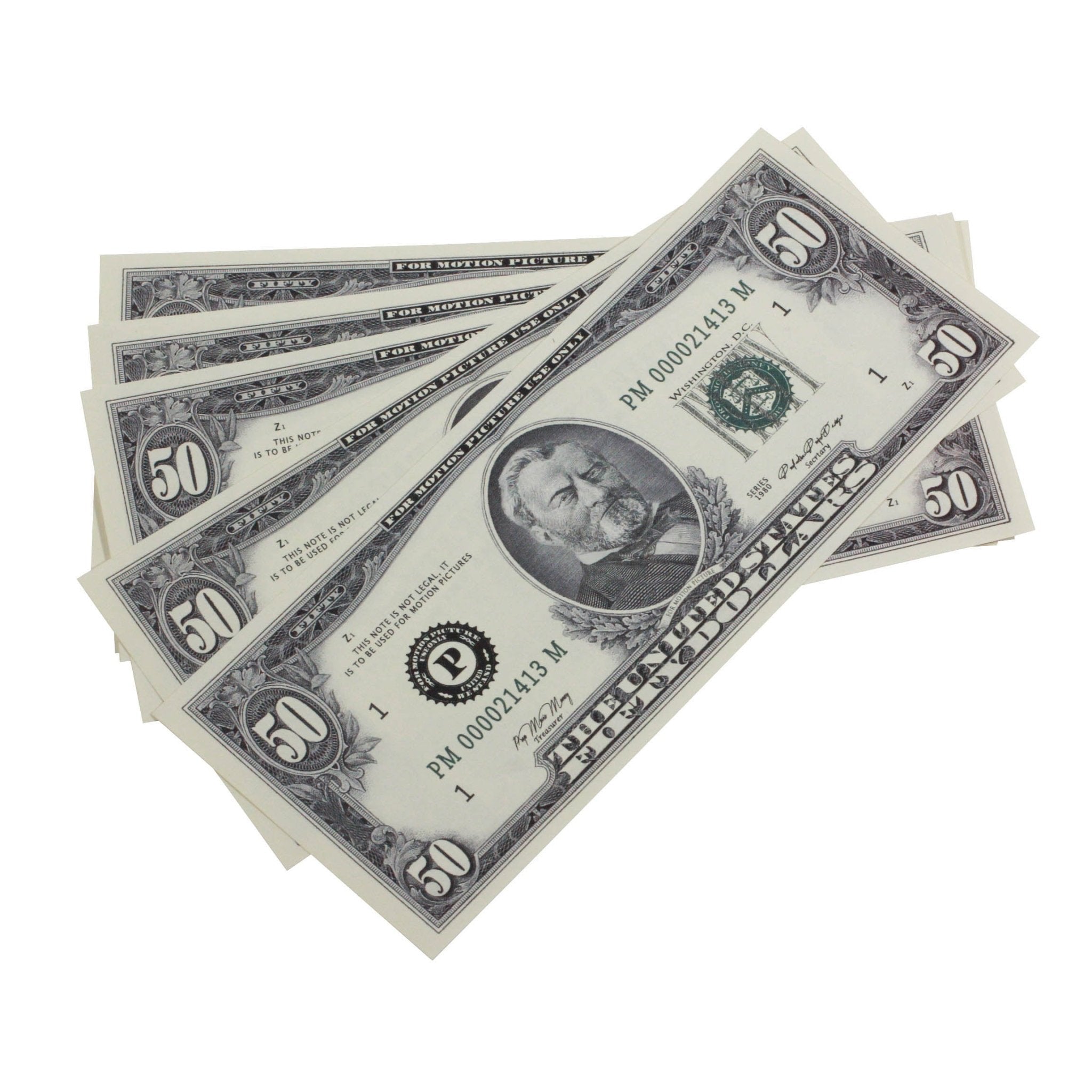 1980 Series $50 Full Print Prop Money Stack - Prop Movie Money
