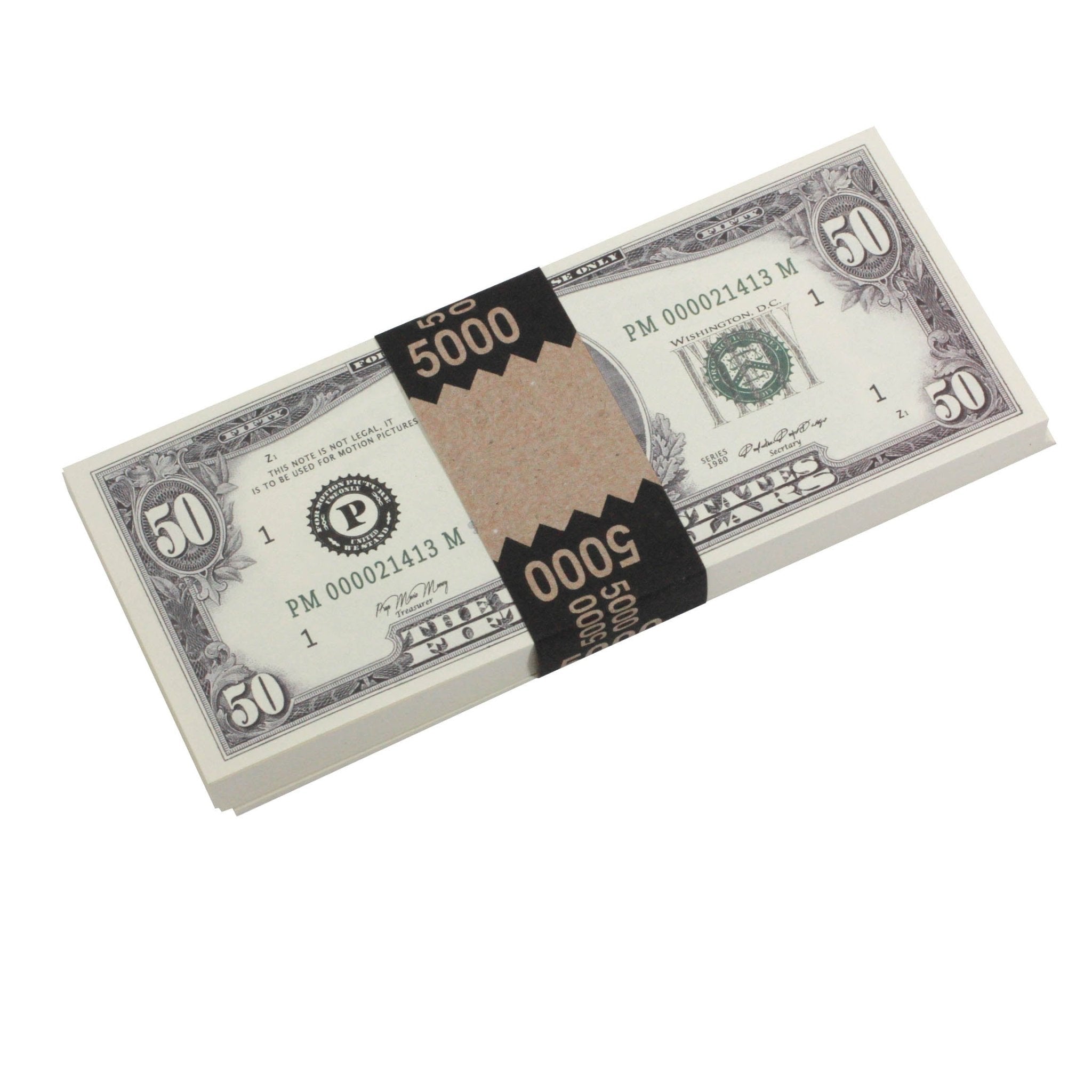1980 Series $50 Full Print Prop Money Stack - Prop Movie Money