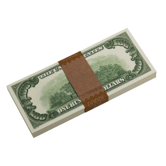 1980 Series $100,000 Blank Filler Package - Prop Movie Money