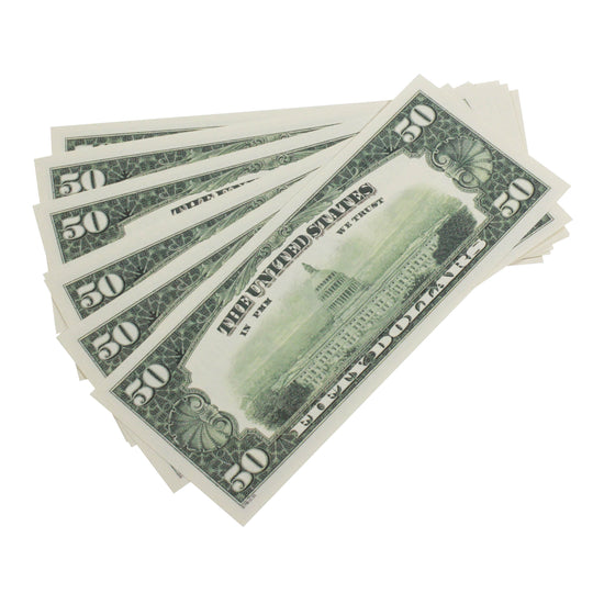 1980 Series $50 Full Print Prop Money Stack - Prop Movie Money