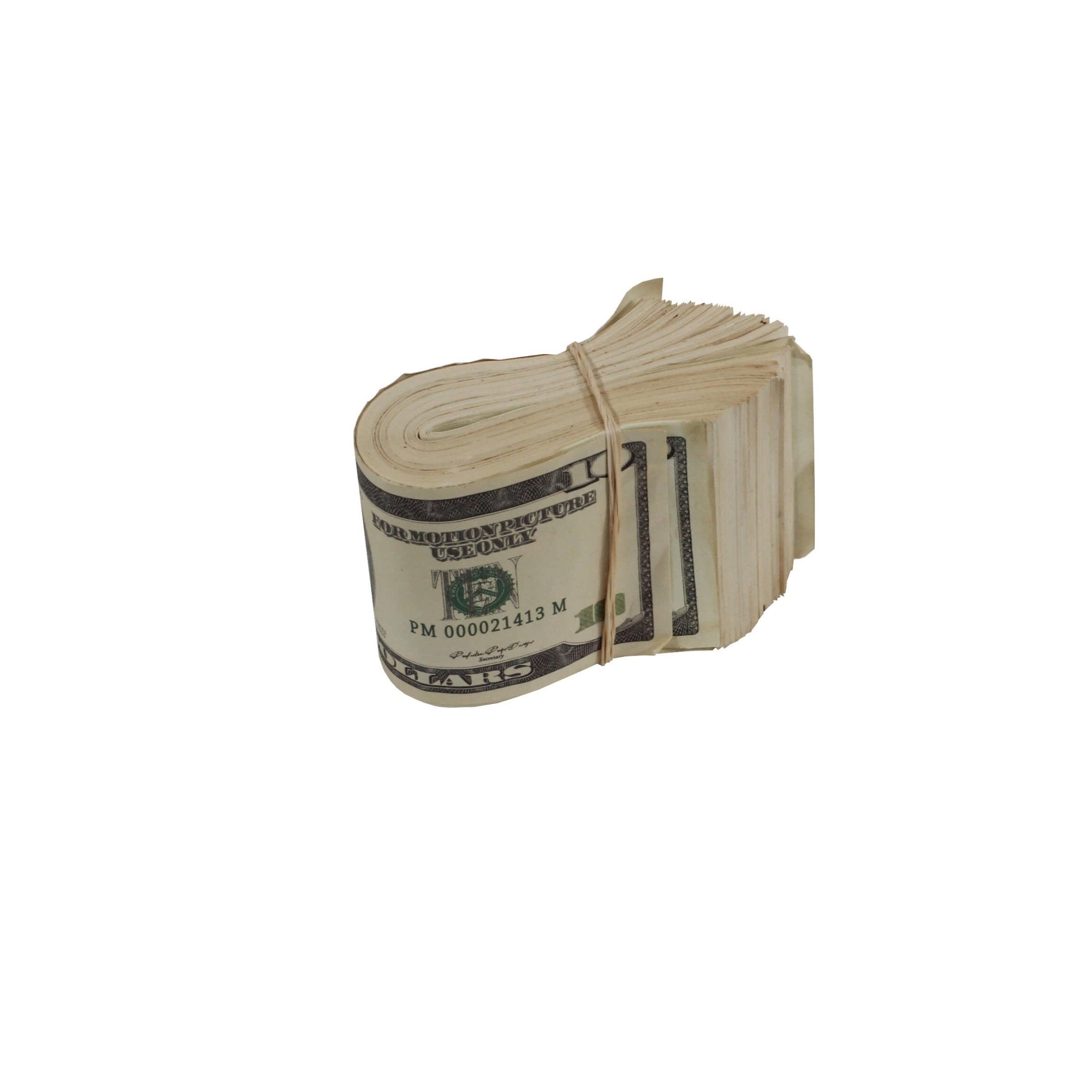 2000 Series $10 Aged $1,000 Full Print Fat Fold - Prop Movie Money