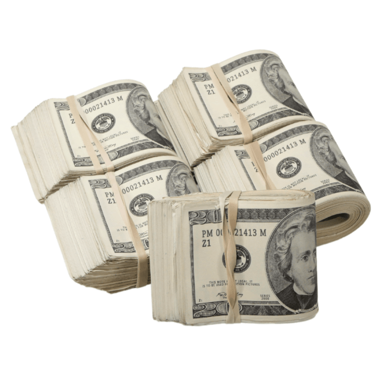 2000 Series $50,000 Aged Blank Filler Fat Fold Bundle - Prop Movie Money