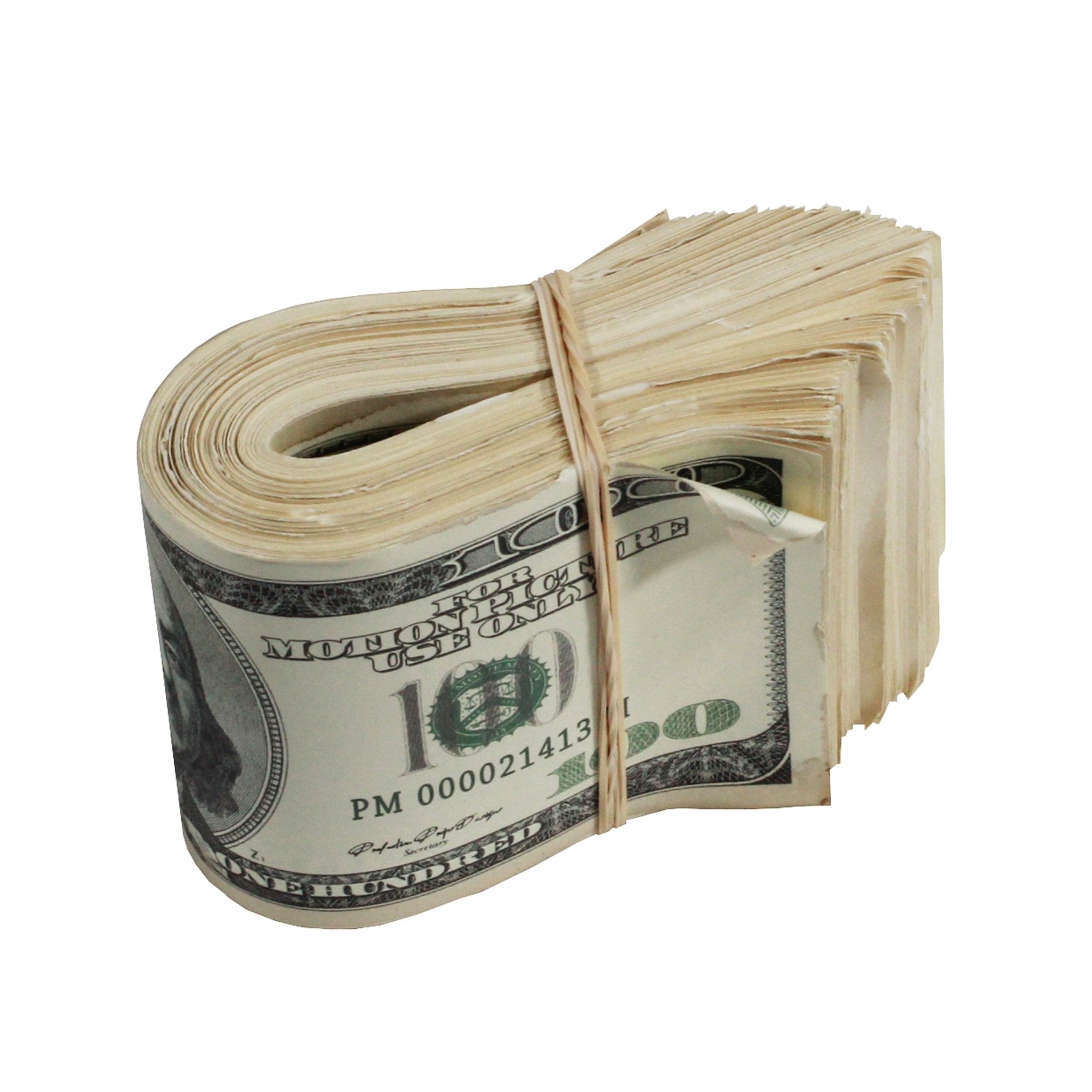 2000 Series $100s Aged $10,000 Blank Filler Fat Fold - Prop Movie Money