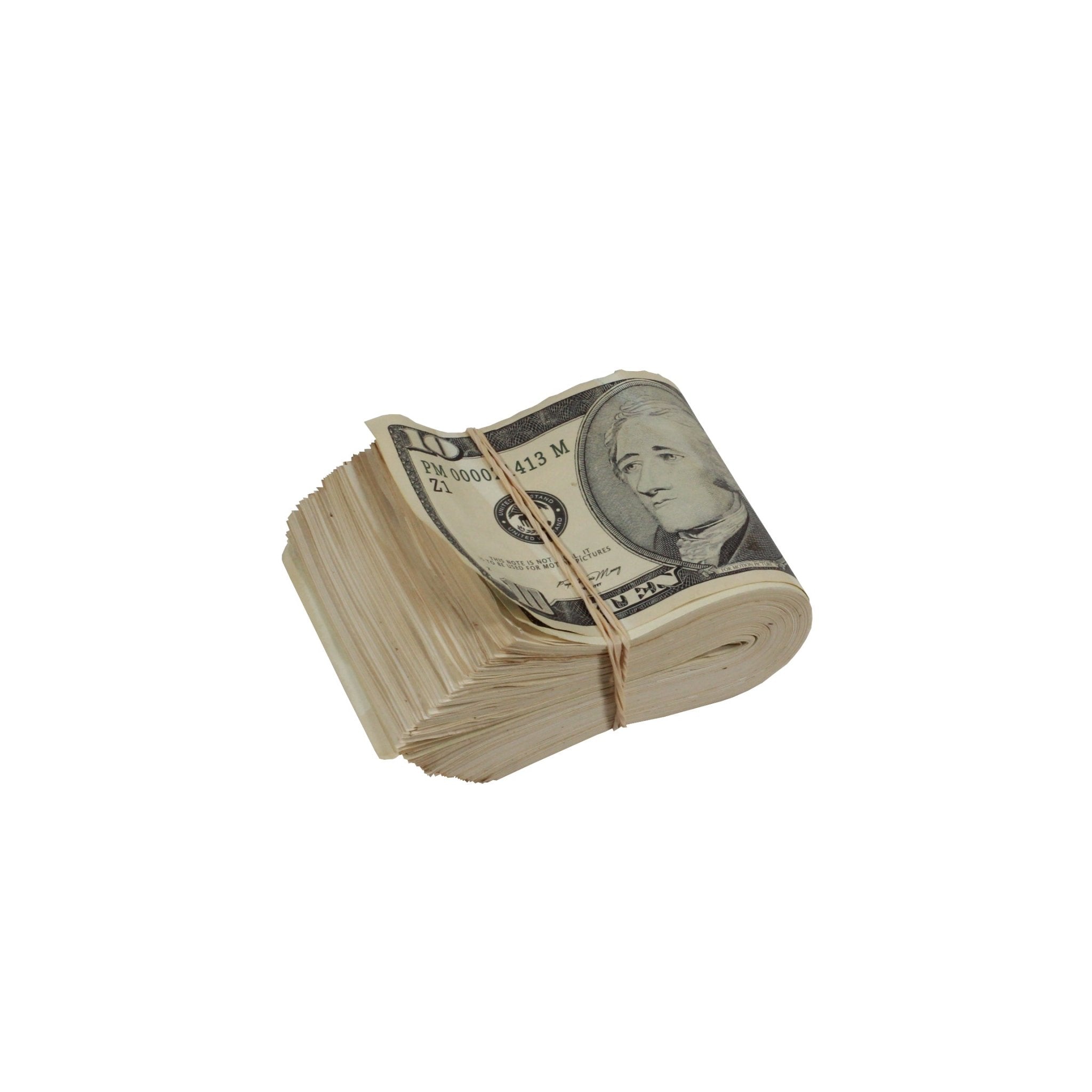 2000 Series $10s Aged $1,000 Blank Filler Fat Fold - Prop Movie Money