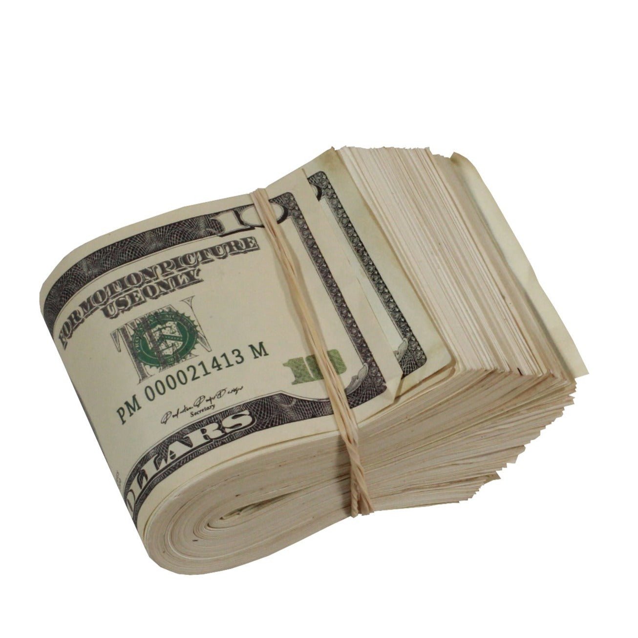 2000 Series $10s Aged $1,000 Blank Filler Fat Fold - Prop Movie Money