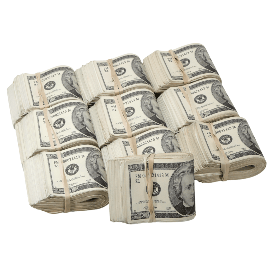 2000 Series $20,000 Aged Blank Filler Fat Fold Bundle - Prop Movie Money