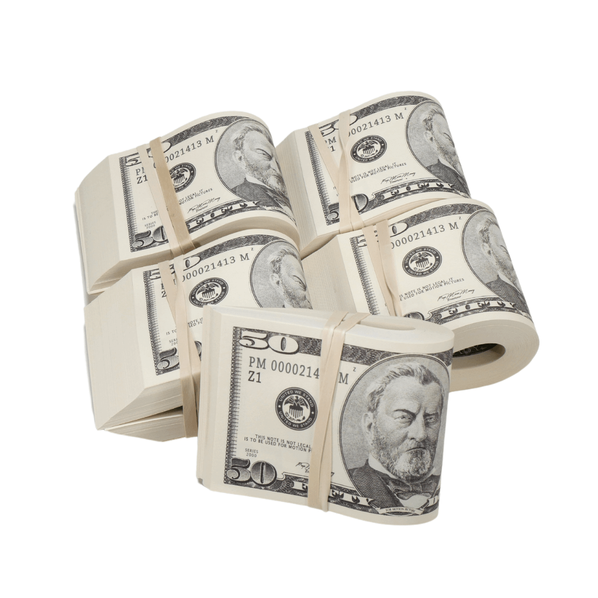 2000 Series $25,000 Full Print Fold Bundle - Prop Movie Money