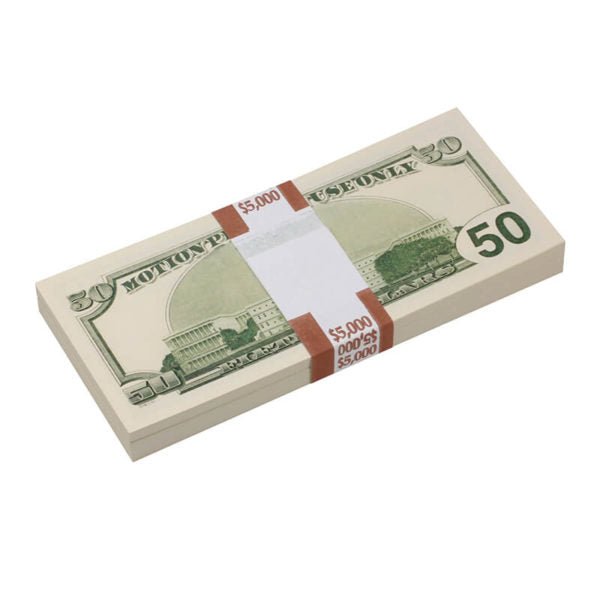 2000 Series $50 Full Print Prop Money Stack - Prop Movie Money