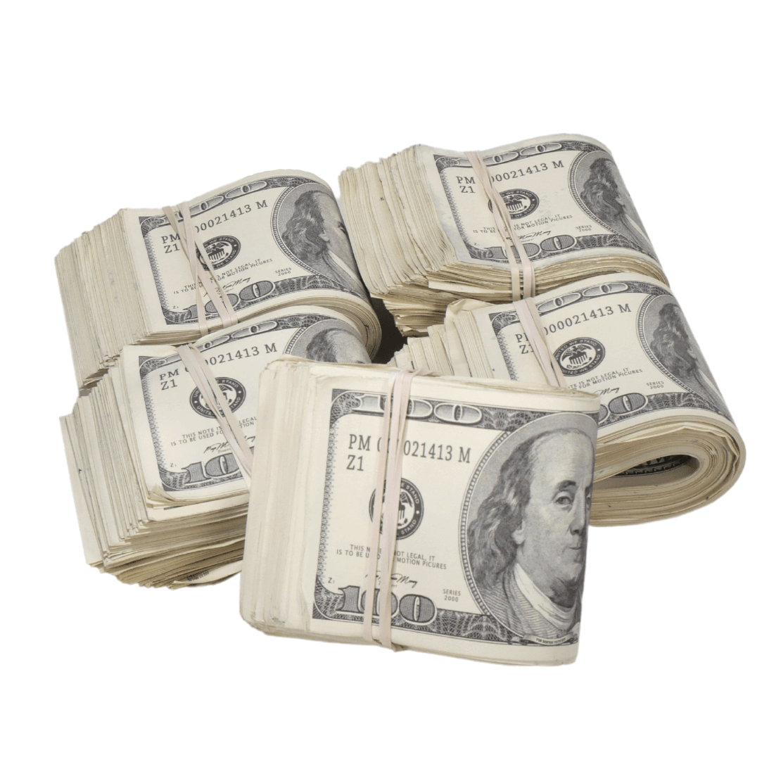 2000 Series $50,000 Aged Blank Filler Fat Fold Bundle - Prop Movie Money