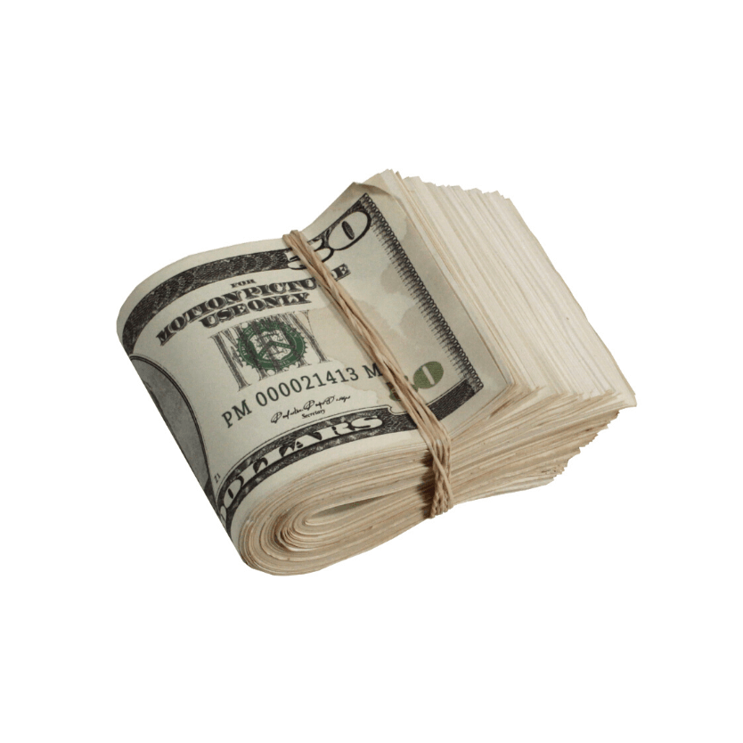 2000 Series $50,000 Aged Blank Filler Fat Fold Bundle - Prop Movie Money