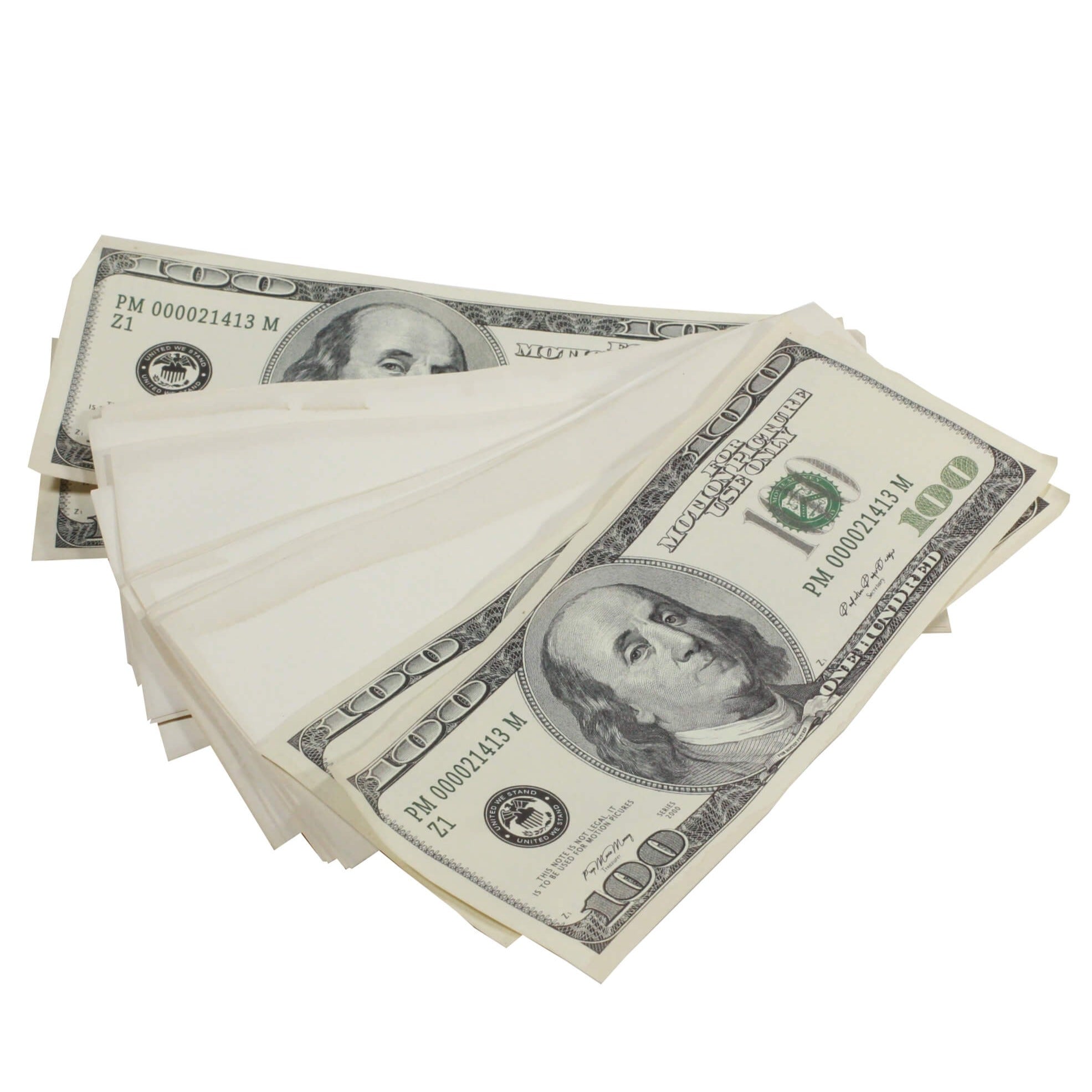 2000 Series $50,000 Aged Blank Filler Fat Fold Bundle - Prop Movie Money