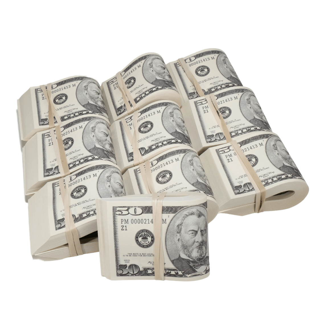2000 Series $50,000 Blank Filler Fat Fold Bundle - Prop Movie Money