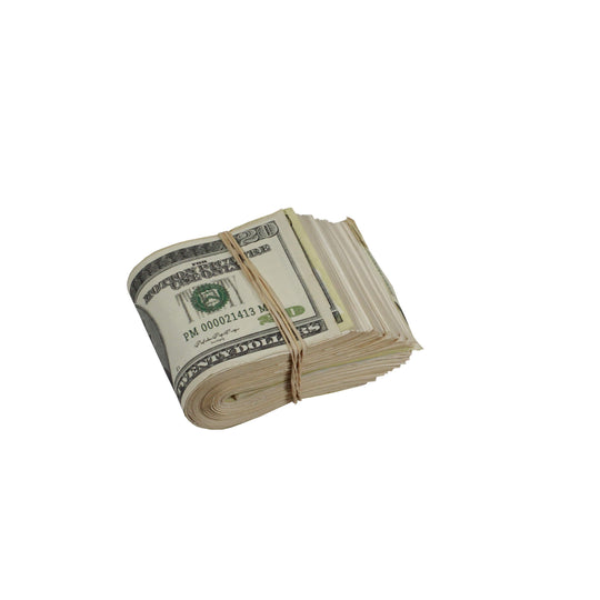 2000 Series $10,000 Aged Full Print Fold Prop Money Bundle - Prop Movie Money