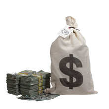 Load image into Gallery viewer, New Series $100,000 Aged Blank Filler Stacks with Money Bag - Prop Movie Money
