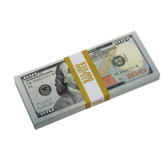 New Style $100 Full Print Prop Money Stack - Prop Movie Money