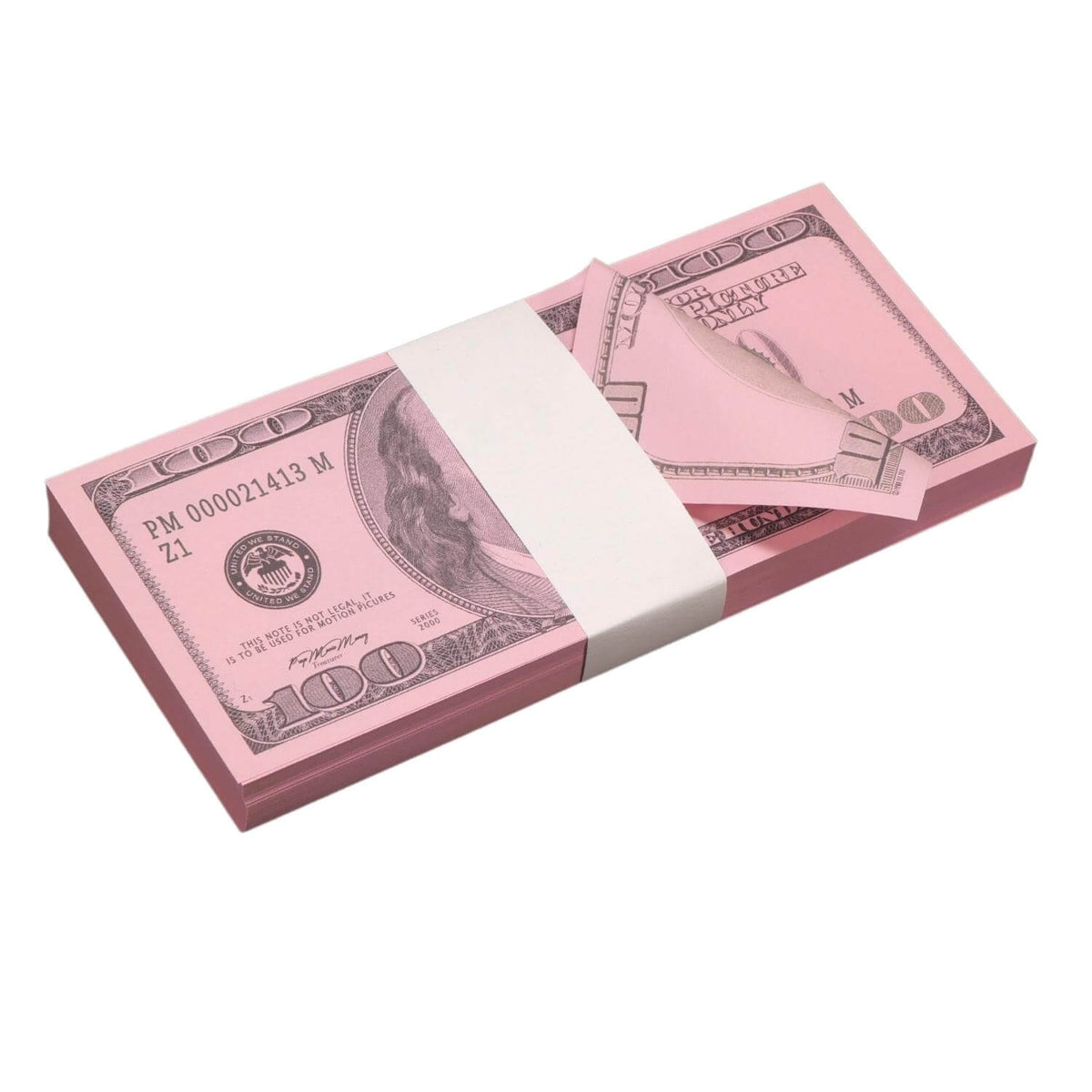 Series 2000 $100 Full Print Pink Money Stack