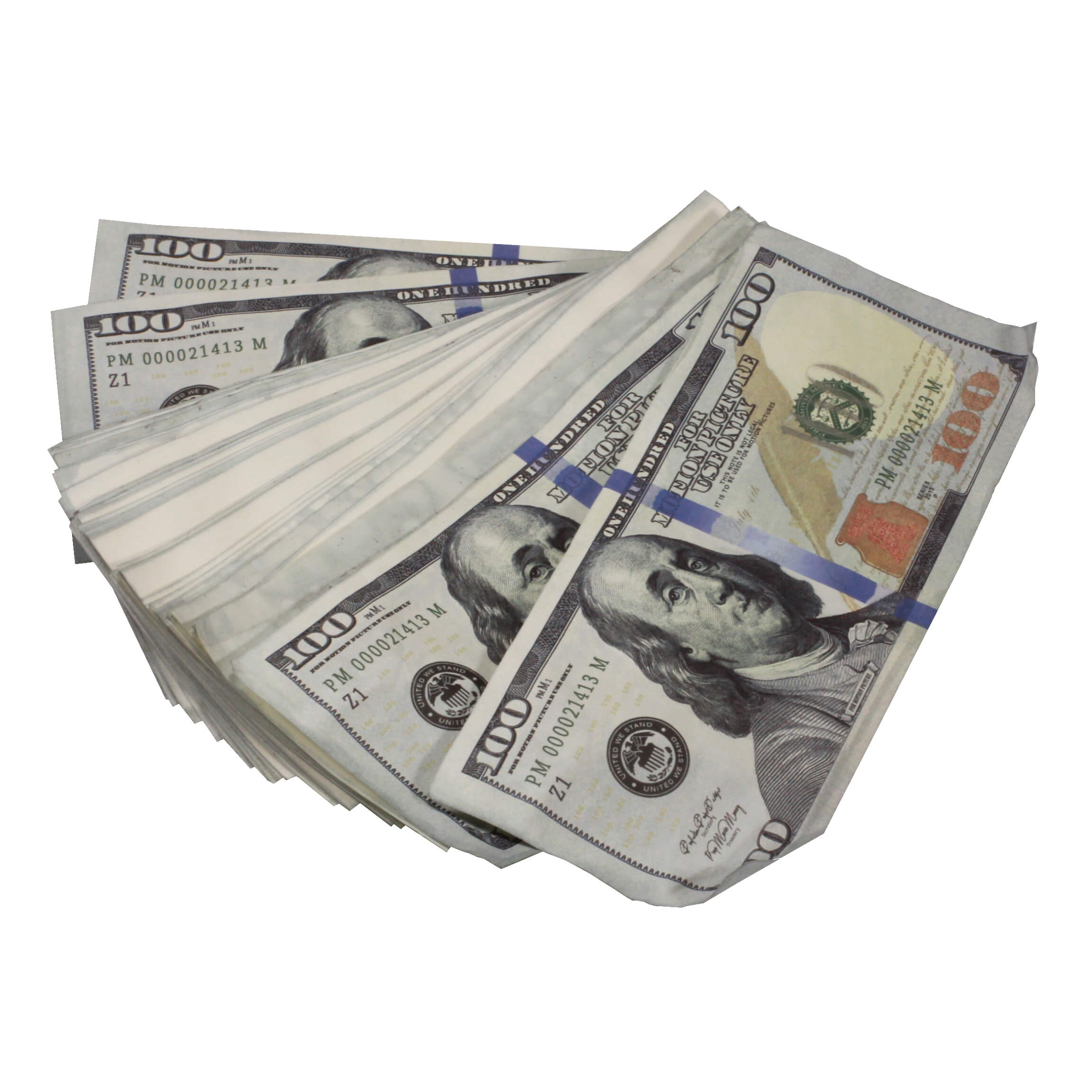 New Series $100,000 Aged Blank Filler Fat Fold Bundle - Prop Movie Money