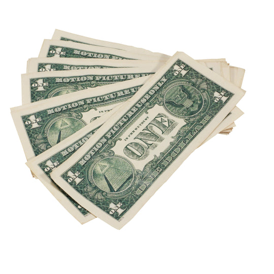 1980 Series $1 Aged $100 Full Print Prop Money Stack - Prop Movie Money