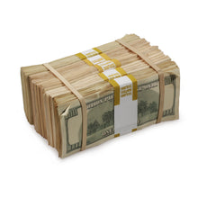 Load image into Gallery viewer, 2000 Series $100s Aged $50,000 Blank Filler Prop Money Package - Prop Movie Money