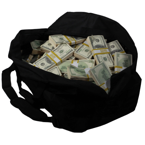 2000 Series $1,000,000 Aged Full Print Duffel Bag - Prop Movie Money