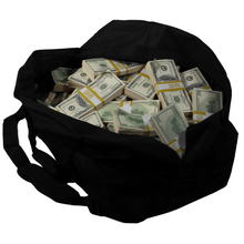 Load image into Gallery viewer, 2000 Series $1,000,000 Aged Full Print Duffel Bag - Prop Movie Money