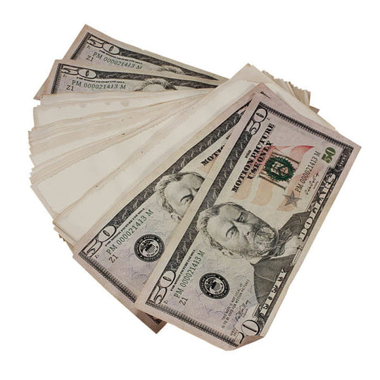 New Style $50s Aged $5,000 Blank Filler Stack - Prop Movie Money