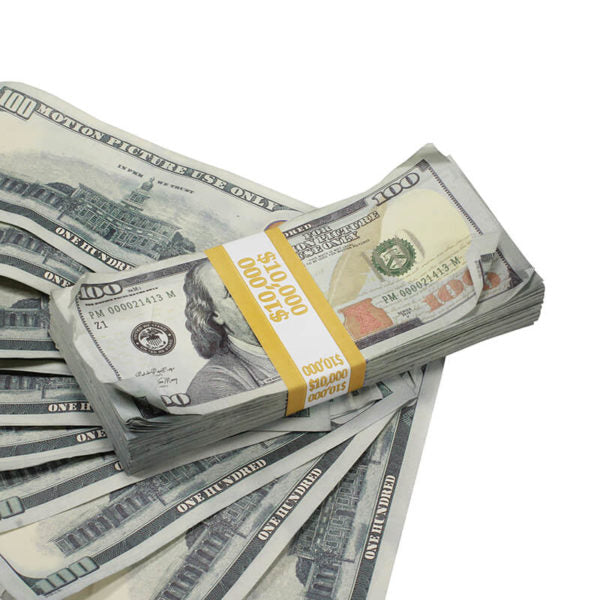 1 Stack of $100 Prop Bills (100 bills/$10,000 value) - Realistic Fake Money  : MJM Magic