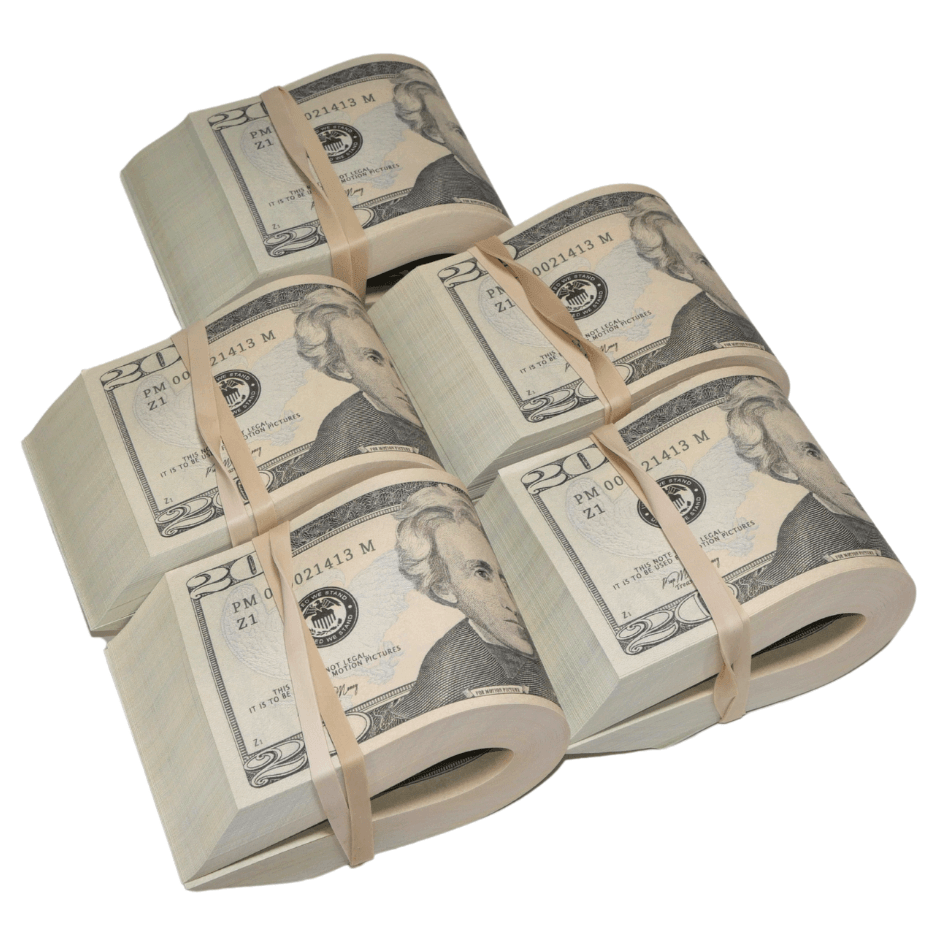 New Series $10,000 Blank Filler Fat Fold Bundle - Prop Movie Money