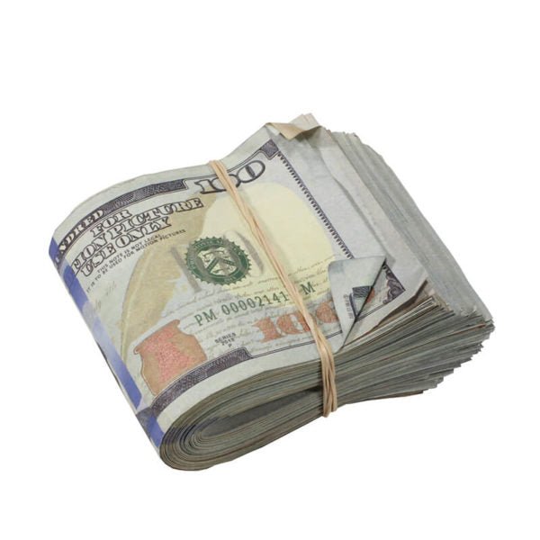 New Style $100s AGED LOOK $10,000 Blank Filler Fat Fold - Prop Movie Money