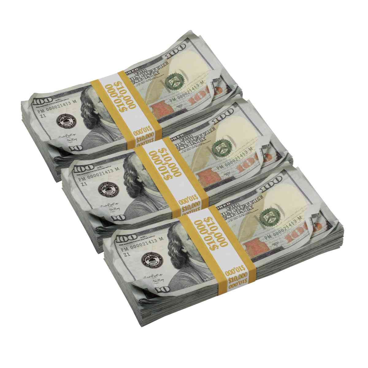New Series $100s Aged $10,000 Full Print Prop Money Stack - Prop Movie Money