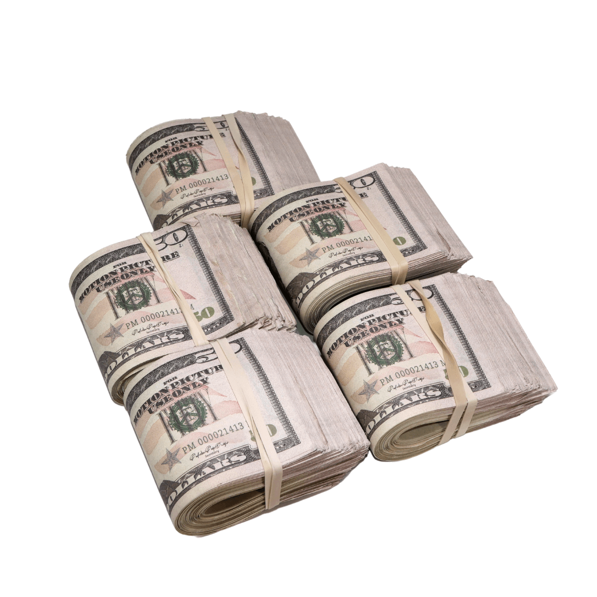 New Series $25,000 Aged Full Print Fold Prop Money Bundle - Prop Movie Money