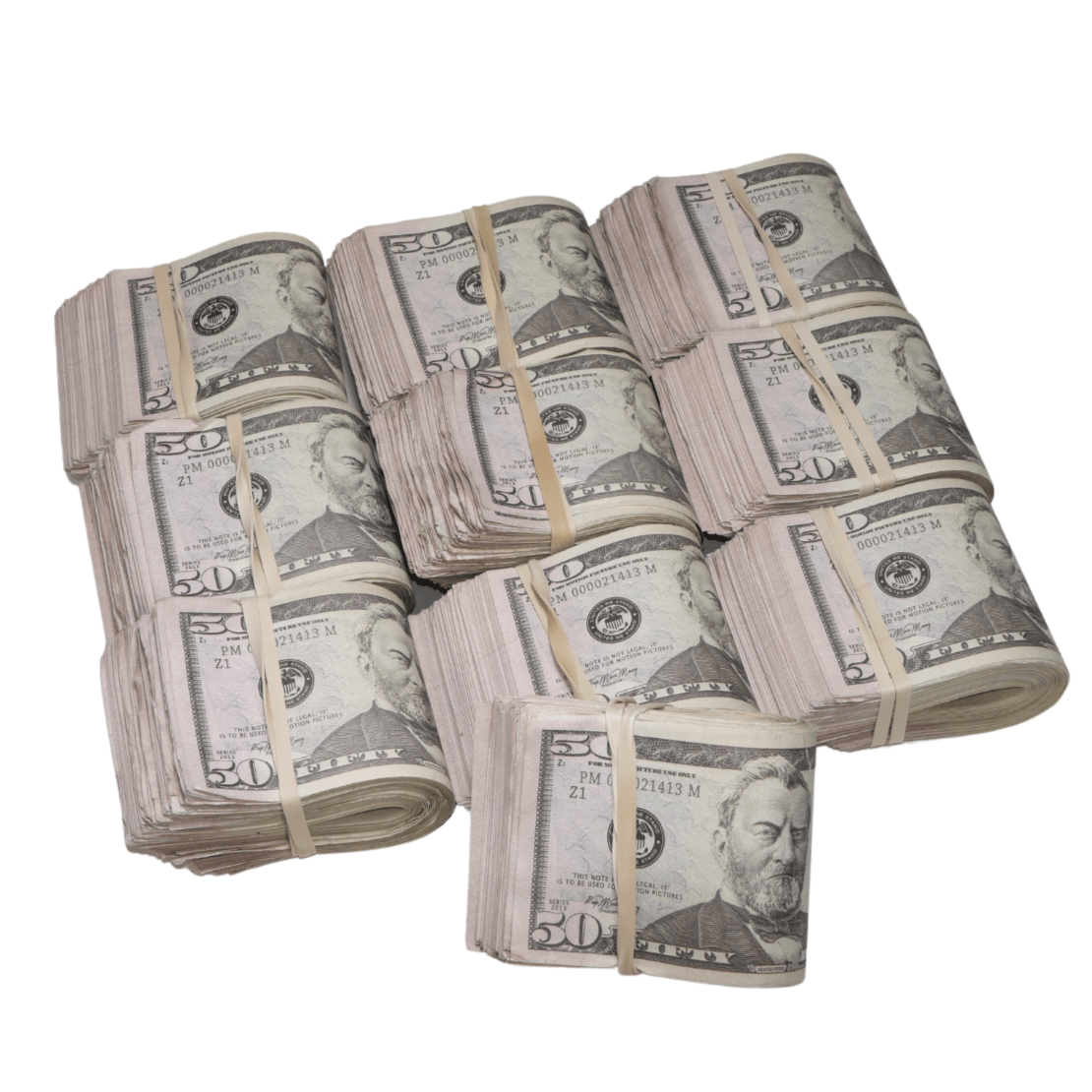 New Series $50,000 Aged Blank Filler Fat Fold Bundle - Prop Movie Money
