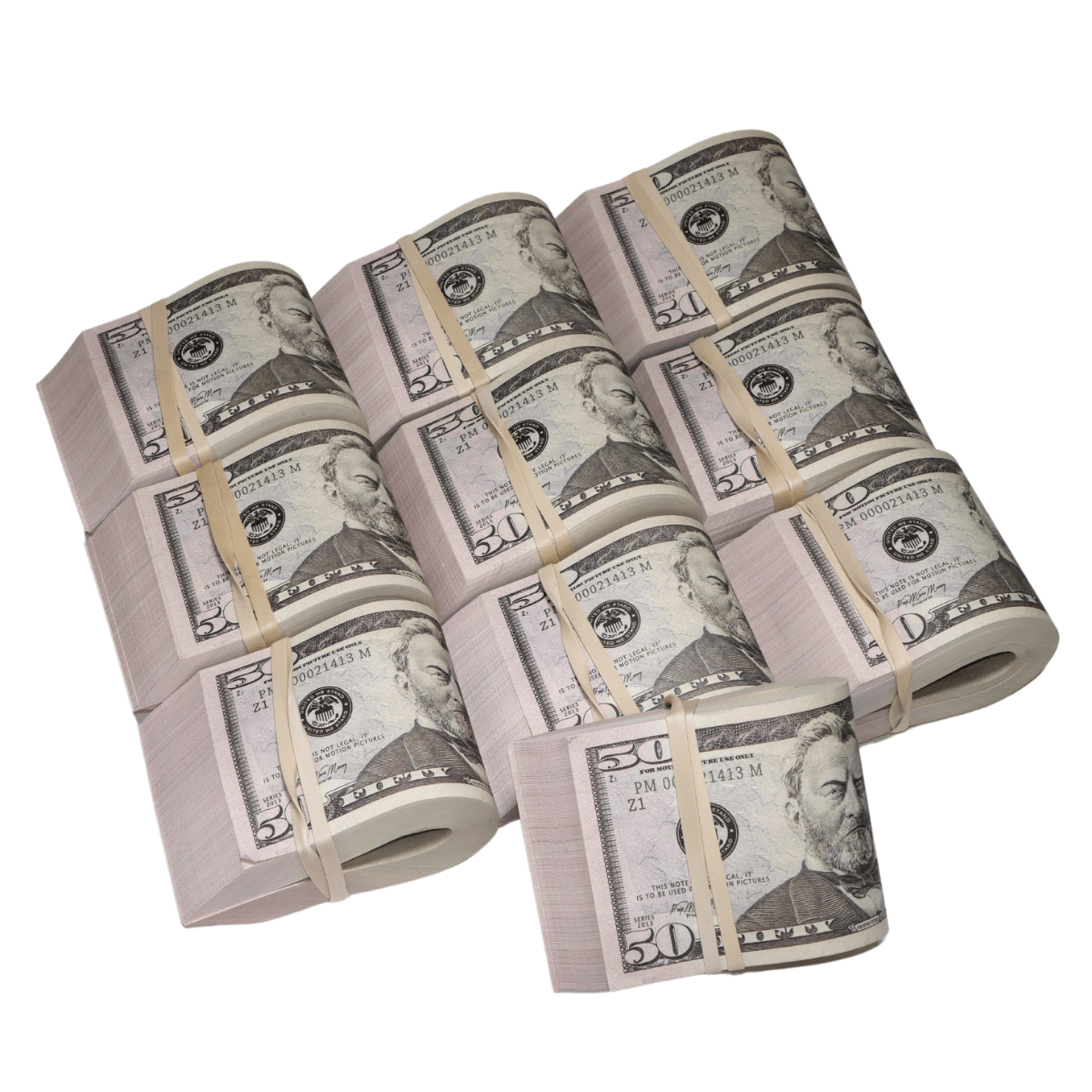 New Series $50,000 Full Print Fold Bundle - Prop Movie Money