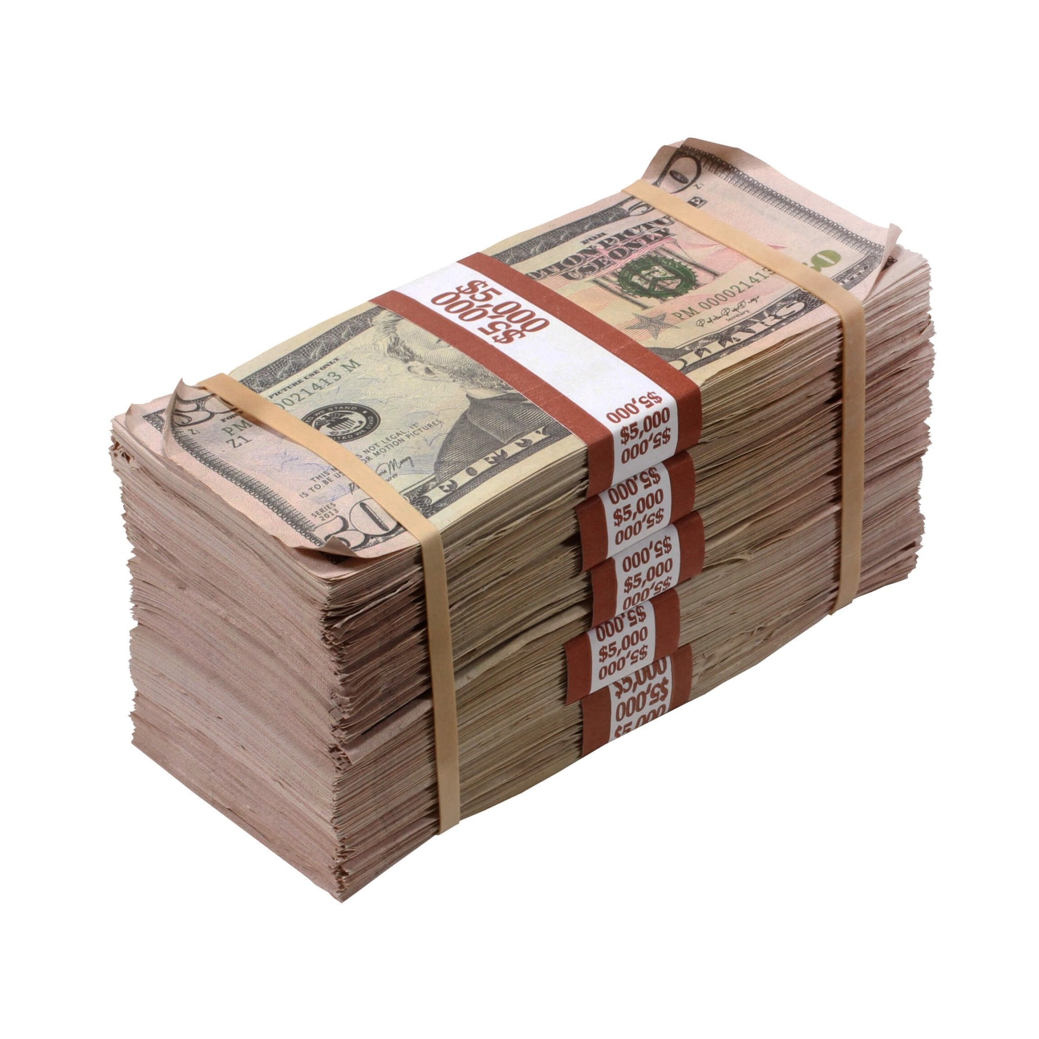 New Series $50's Aged $25,000 Full Print Prop Money Bundle - Prop Movie Money