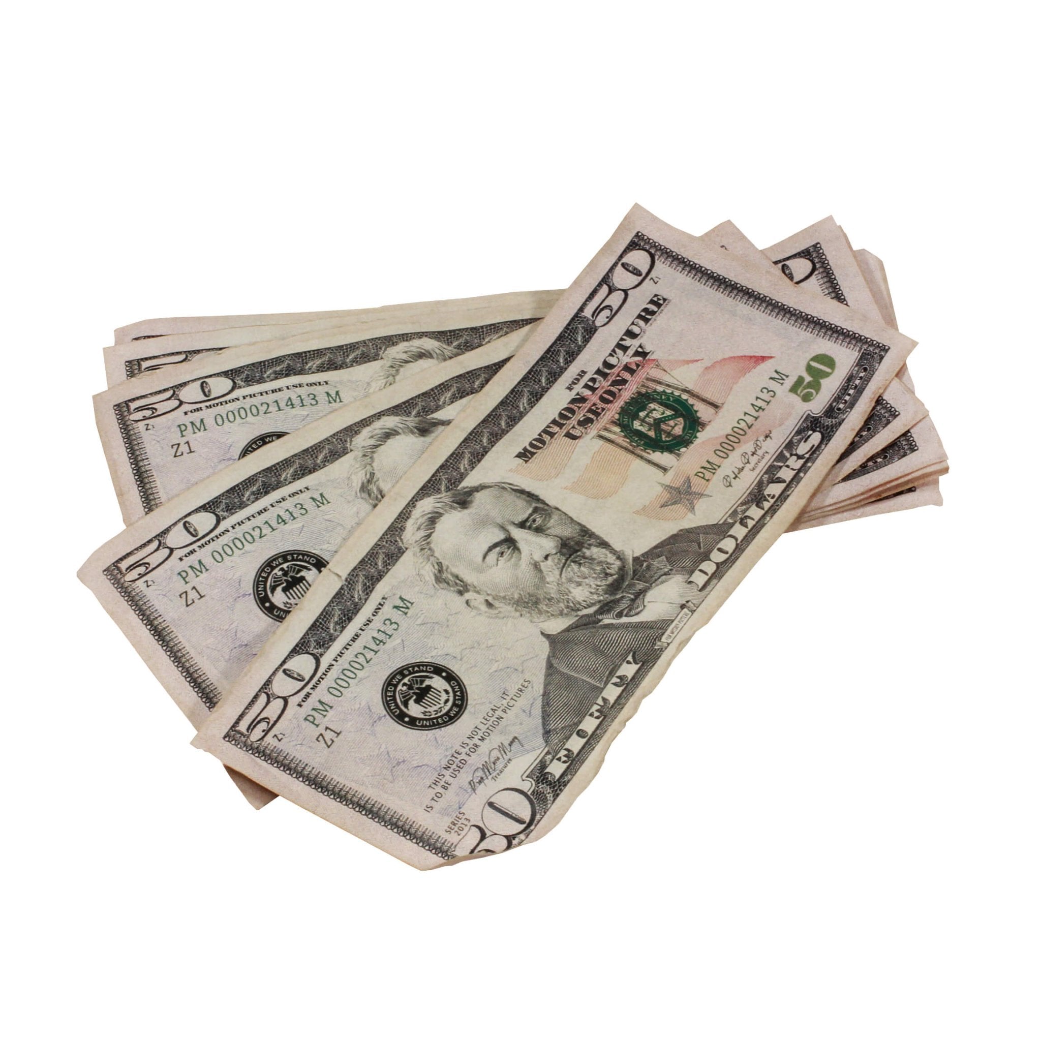 New Series $50's Aged $50,000 Full Print Prop Money Bundle - Prop Movie Money