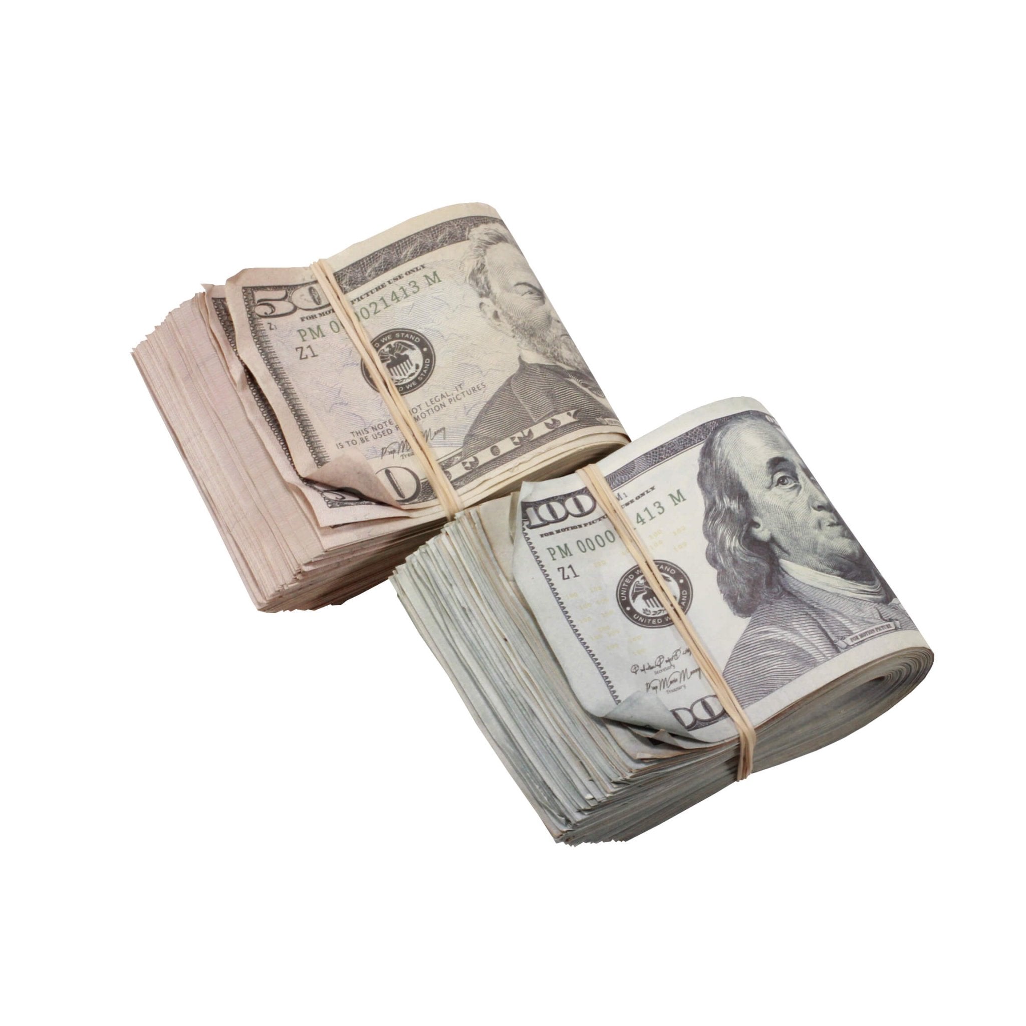 New Series Mix $15,000 Aged Full Print Fold Prop Money Bundle - Prop Movie Money