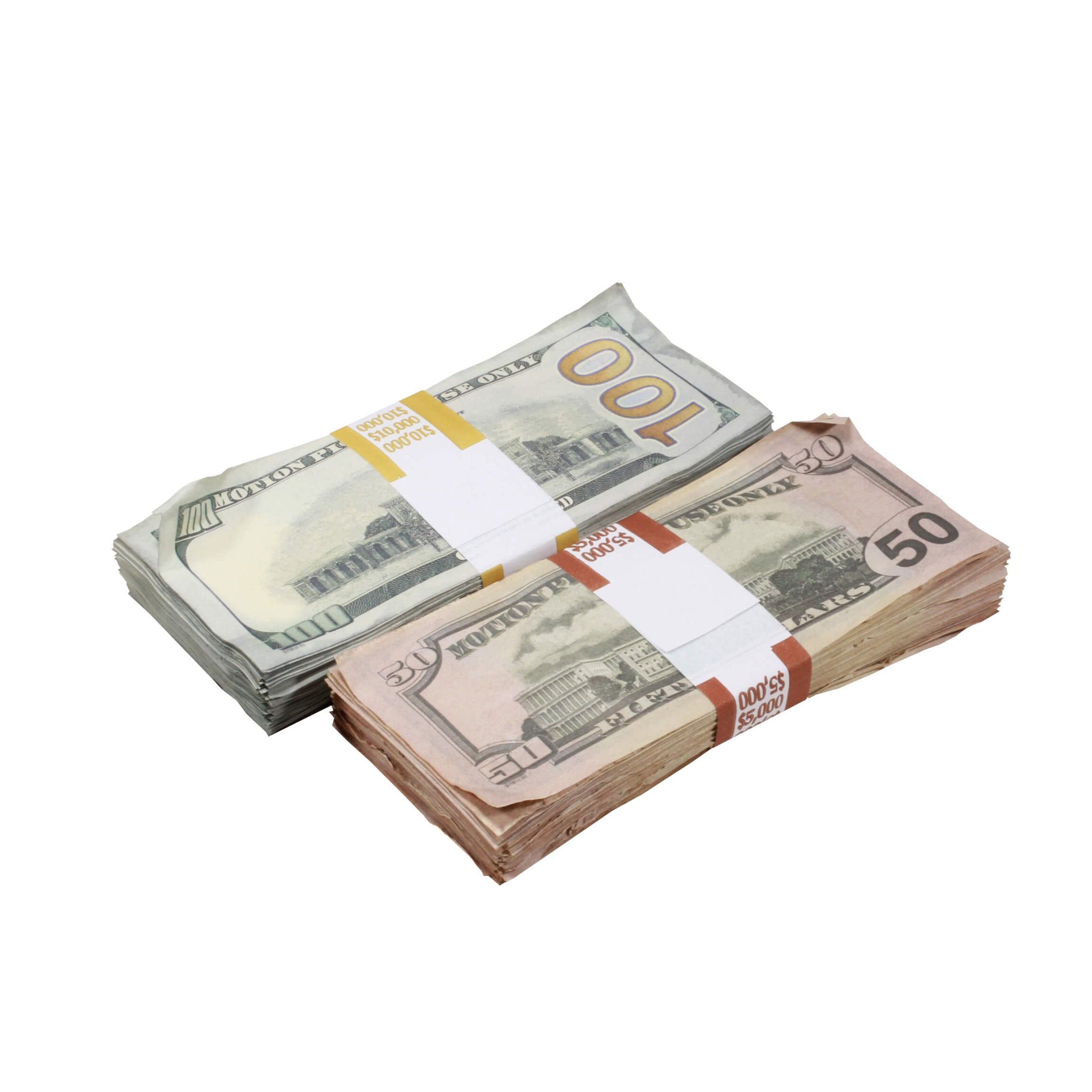 New Series Mix $15,000 Aged Full Print Prop Money Bundle - Prop Movie Money