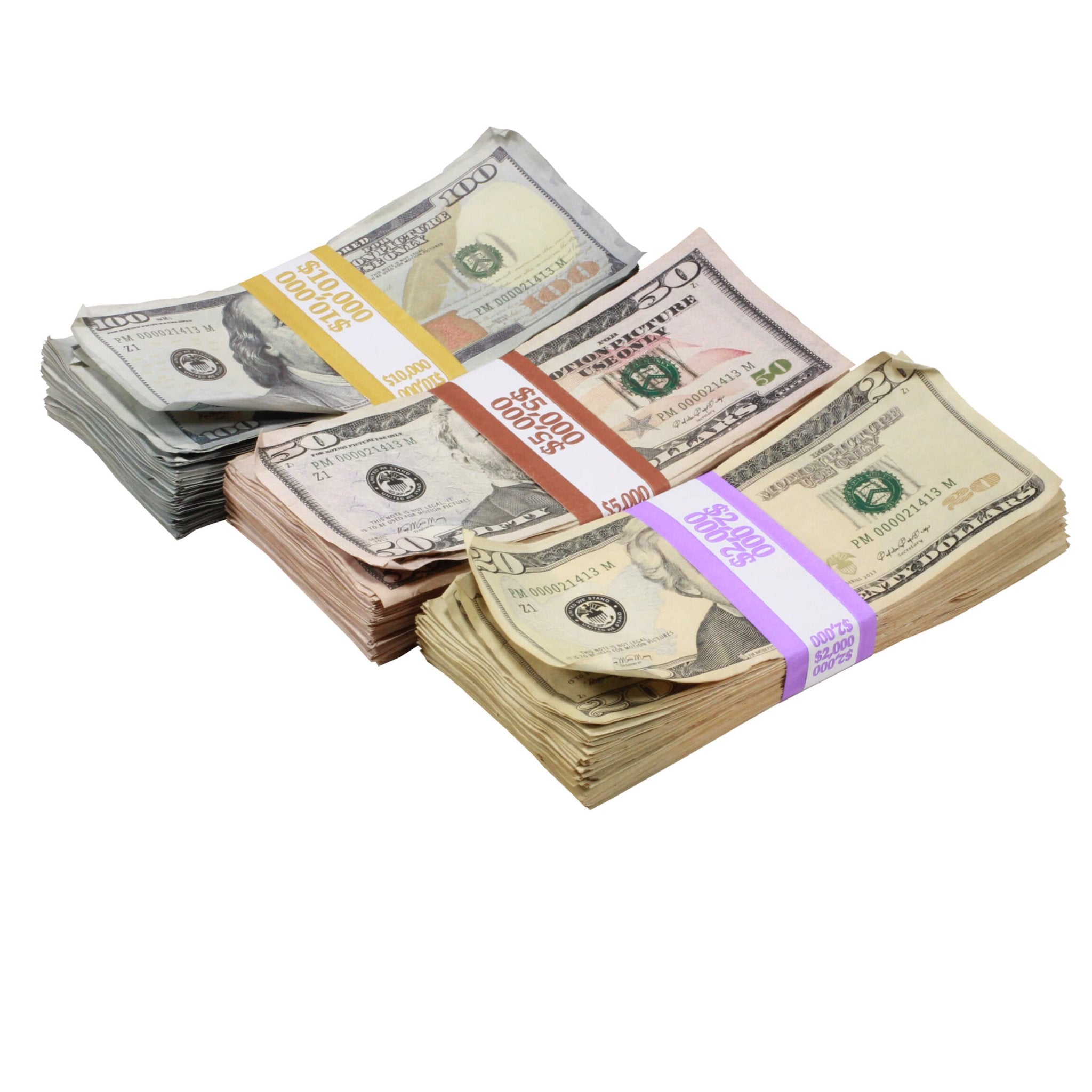 New Series Mix $17,000 Aged Full Print Prop Money Bundle - Prop Movie Money