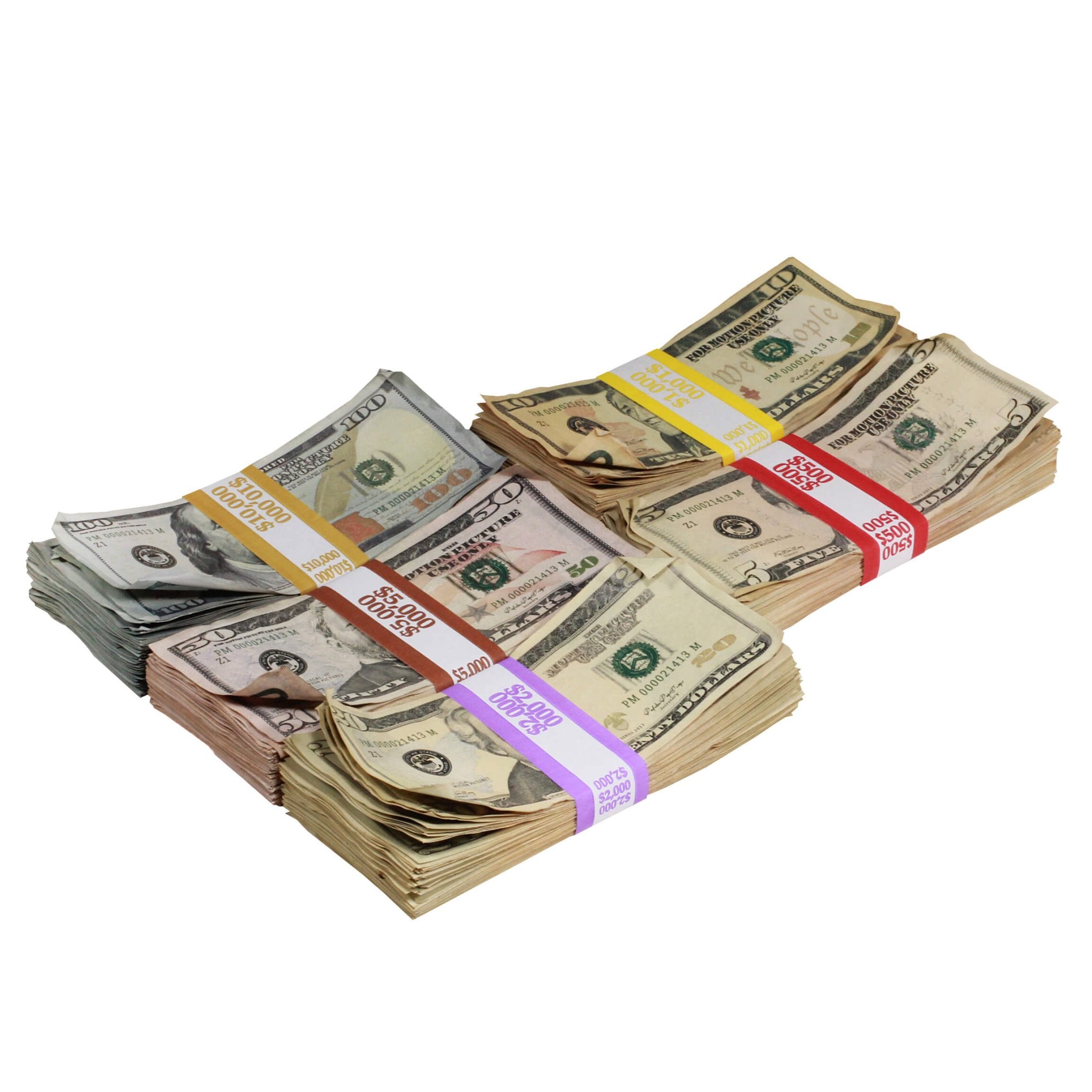 New Series Mix $18,500 Aged Full Print Prop Money Bundle - Prop Movie Money