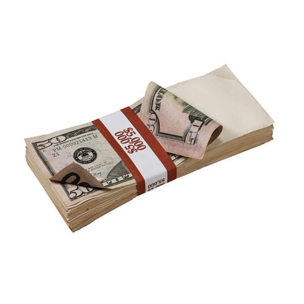 New Style $50s Aged $5,000 Blank Filler Stack - Prop Movie Money