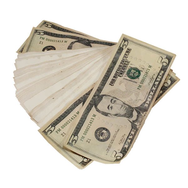 New Style $5s Aged $500 Blank Filler Stack - Prop Movie Money