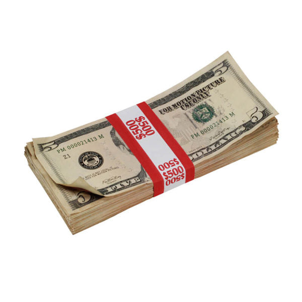 New Style $5s Aged $500 Blank Filler Stack - Prop Movie Money