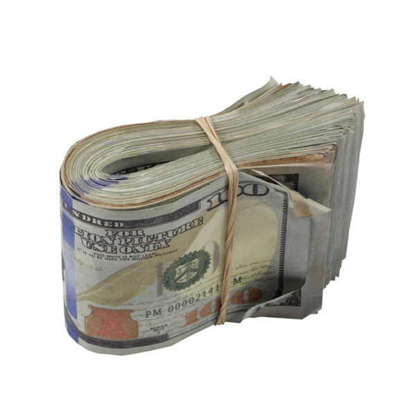 New Style $100s AGED LOOK $10,000 Full Print Fat Fold - Prop Movie Money