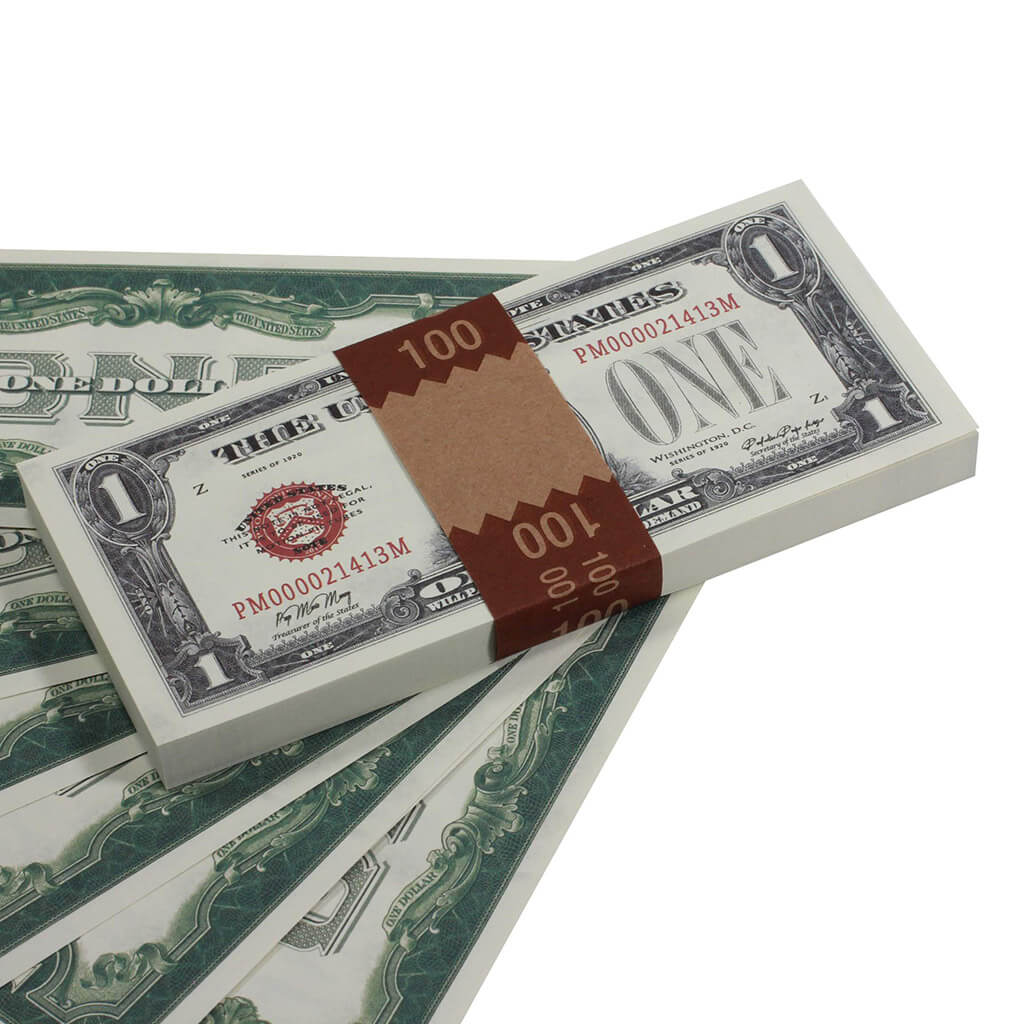 Series 1920's Vintage $1 Full Print $100 Prop Money Stack - Prop Movie Money